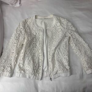 Floral Lace Women's Jacket - White